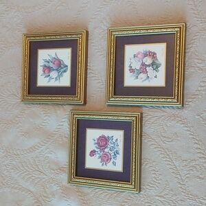 3 Vintage Kathy Seek Gold Frames Floral Heartfelt Collection 6×6